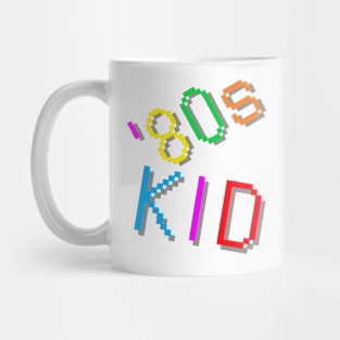 '80s Kid. Colorful Retro Design. (White Background) Mug